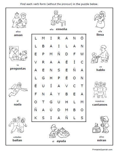 Spanish Verbs Worksheets 1 â Home Education Resources